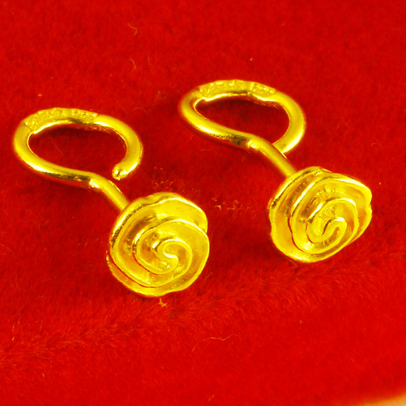 耳钉女款9999足金耳环年轻人结婚首饰玫瑰花真金耳饰妈妈按克 重约2