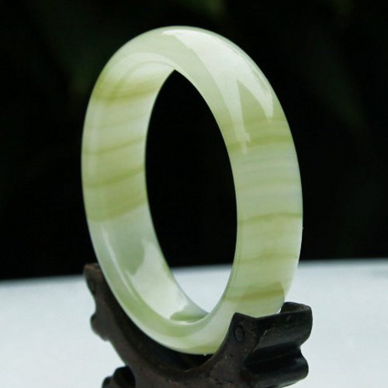 冰种蓝田玉手镯 玉石玉器手镯女玉镯子 青白手镯妈妈玉饰品 图片色 单