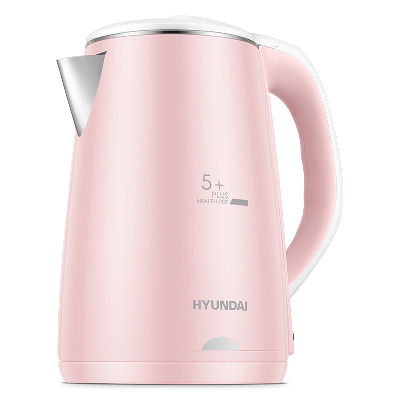 HYUNDAI/韩国现代 大容量2.2L电热水壶玻璃电烧水壶煮水壶自动 恒温保温QC-SH2201A 玫瑰红色