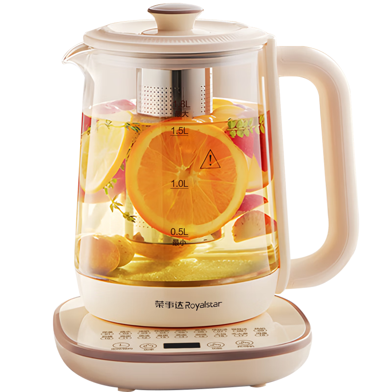 榮事達（Royalstar）養生壺煮茶壺燒水壺電熱水壺開(kāi)水壺恒溫壺1.8L玻璃花茶壺熱奶器316L不銹鋼預約保溫YSH18L19D
