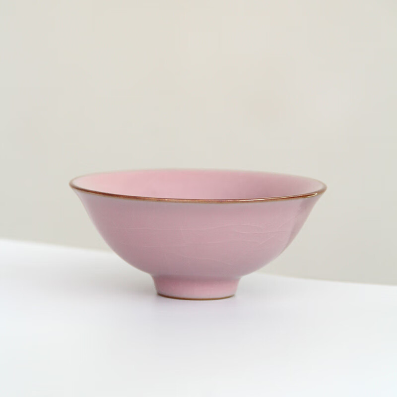 驰诺粉色汝窑茶杯陶瓷功夫茶具品茗杯家用茶盏茶碗单杯女士主人杯可养