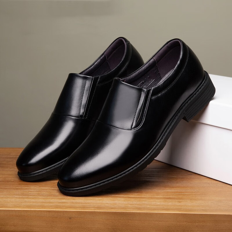 赤焰舰新式作业服皮鞋男士一脚蹬皮保安皮鞋轻便透气作训皮鞋 黑色