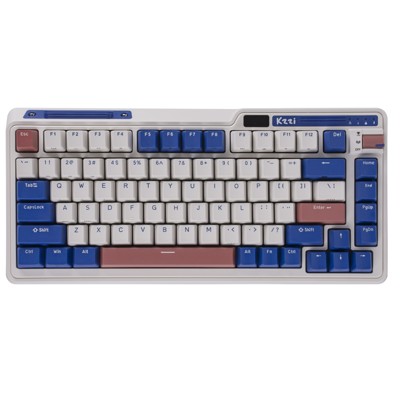 KZZI 珂芝 K75莱茵版 82键 2.4G蓝牙 多模无线机械键盘 白色 TTC烈焰紫轴 RGB