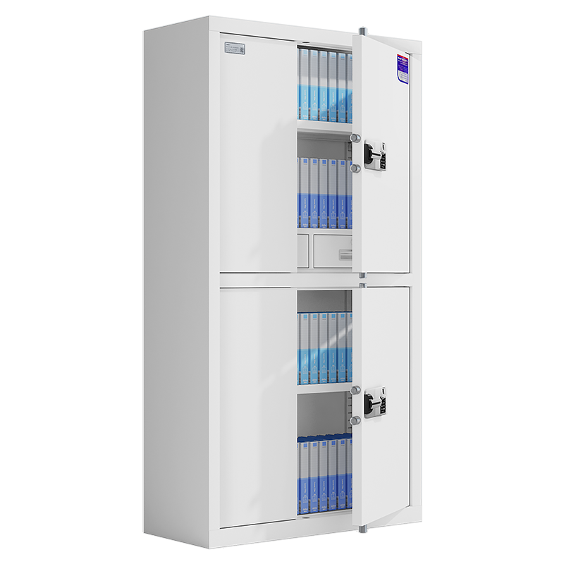 美亿莱 保密柜电子密码柜办公资料档案柜保密文件柜钢制密码锁文件柜灰白色国保指纹锁通双节保密柜带抽屉