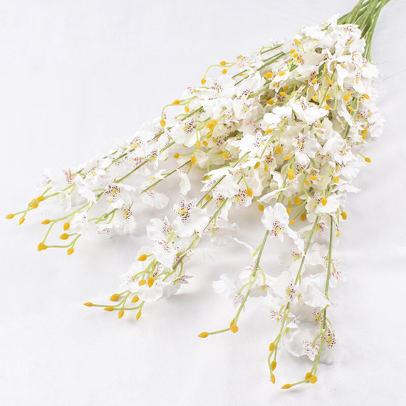 知哲(oz)5叉跳舞兰 仿真花假花束家居酒店婚庆装饰布景插花摆件 白色