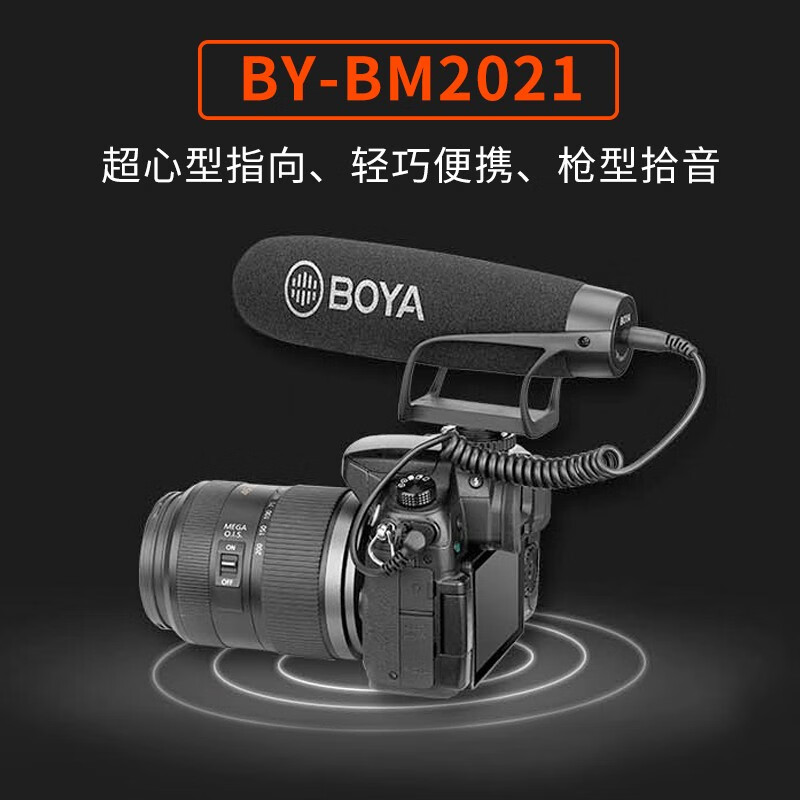 BOYA 博雅BY-BM2021枪型录音麦克风单反相机拍摄采访vlog视频录制主播直播录音话筒收音麦 BY-BM2021（无需电池）