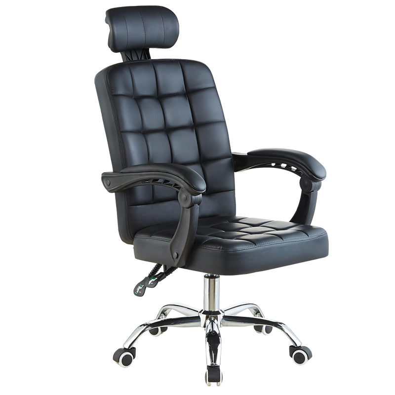 古雷诺斯 电脑椅 皮椅老板椅 职员办公转椅 家用可升降防爆座椅子 电竞椅 九宫格主播椅白色 N311-07-黑可躺