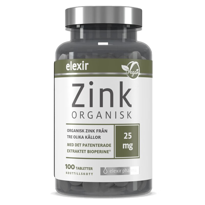 瑞典原装进口elexir锌片zink 25mg柠檬酸锌片锌元素100粒 100粒