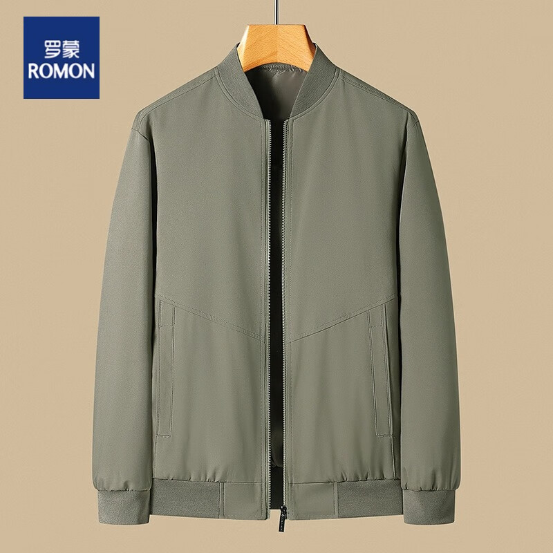 罗蒙(ROMON)春秋时尚夹克男士商务休闲青中年帅气立领防风夹克衫外套 藏青色 5XL