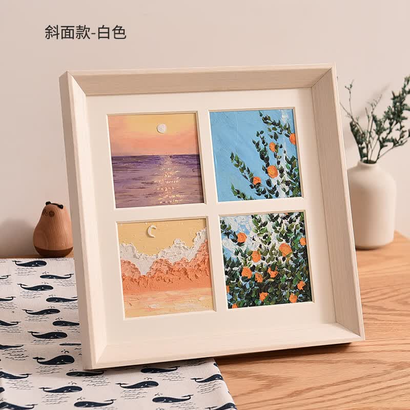 星舵四九宫格油画棒10x10作品保存相框装裱框生日油画棒实木中空画框