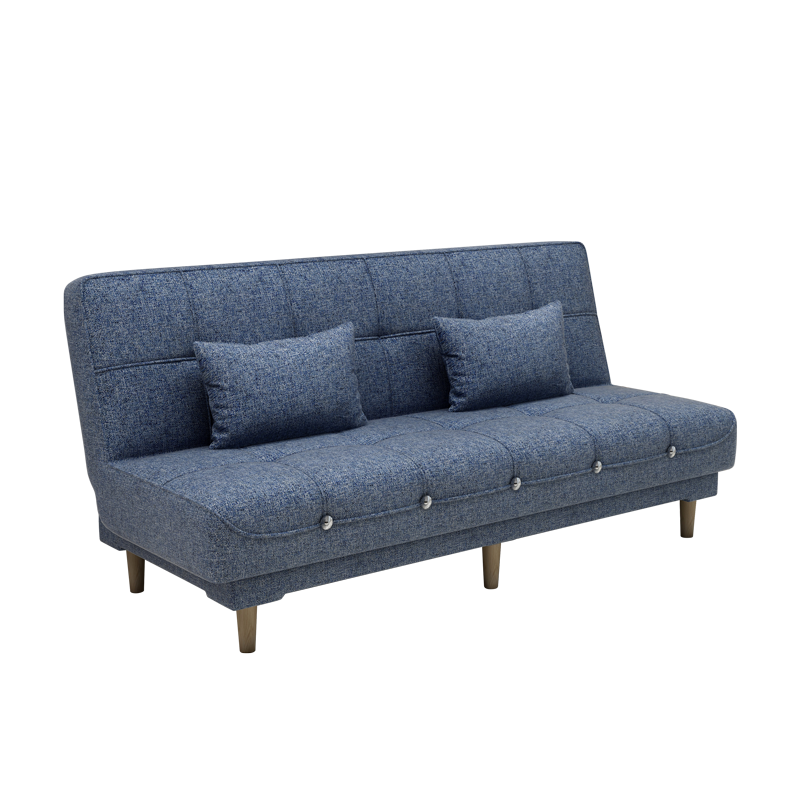 品上凯迪斯 沙发床两用可折叠多功能小户型简易免洗布艺客厅租房三人懒人网红沙发 爆款海之蓝麻布 1.8米长木脚(2腰枕)