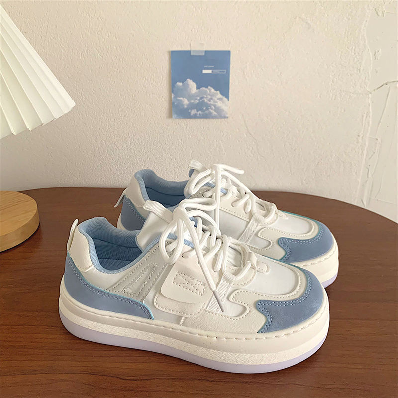 原宿风春夏天2022春款休闲运动板鞋海盐蓝厚底大头鞋女ins日系百搭