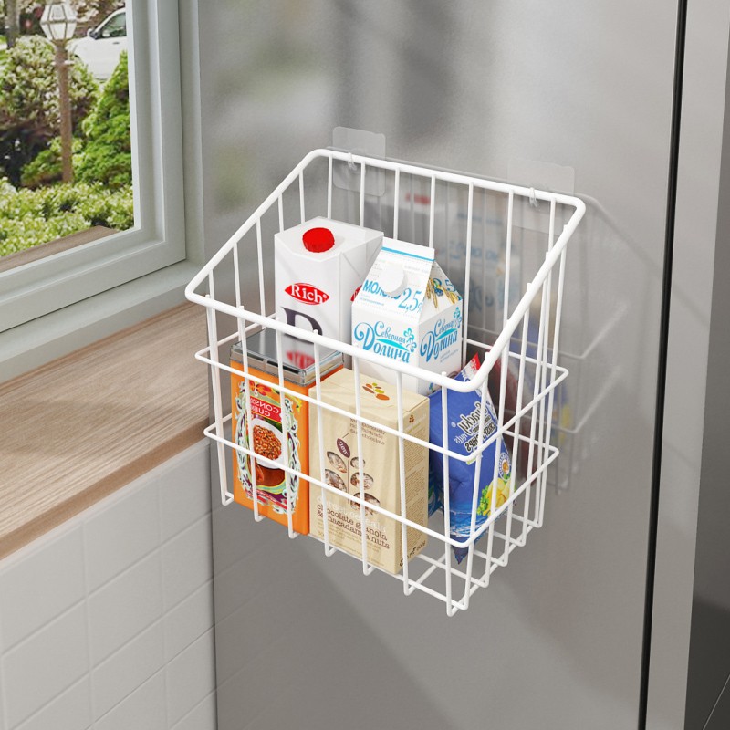 颐馨(yixin)冰箱置物架侧面侧壁挂架厨房门外墙上挂篮放垃圾袋保鲜膜