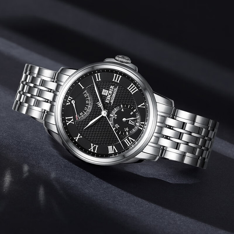 依波（EBOHR）【商场同款】大师系列手表男士自动机械表国表生日礼物防水送男友 酷雅黑 10840214