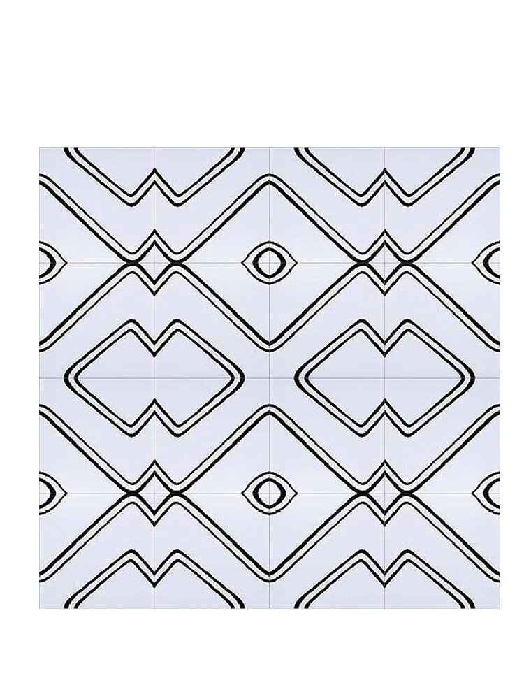 轻奢黑白眼眸几何线条白色鱼骨纹墙面厨房卫浴小花砖 图片色 200*200