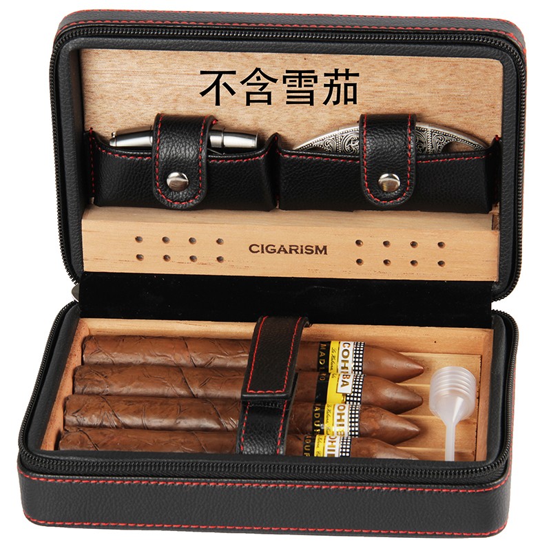 CIGARISM 雪茄主义 黑色荔枝纹雪松西打木高档便携雪茄