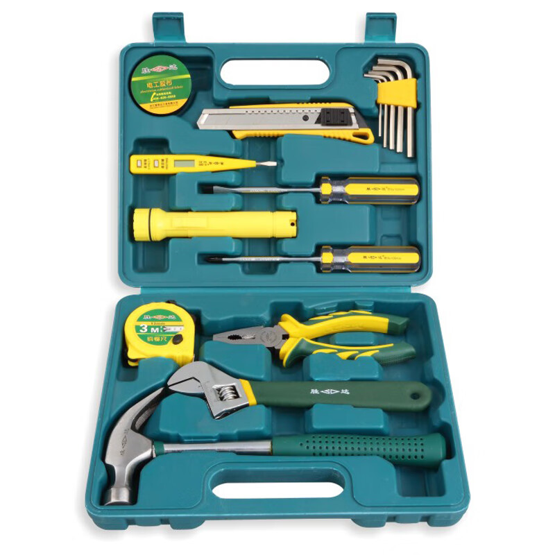 胜达工具 16件多功能家用五金工具箱 家装工具套装组合 日常维修组套