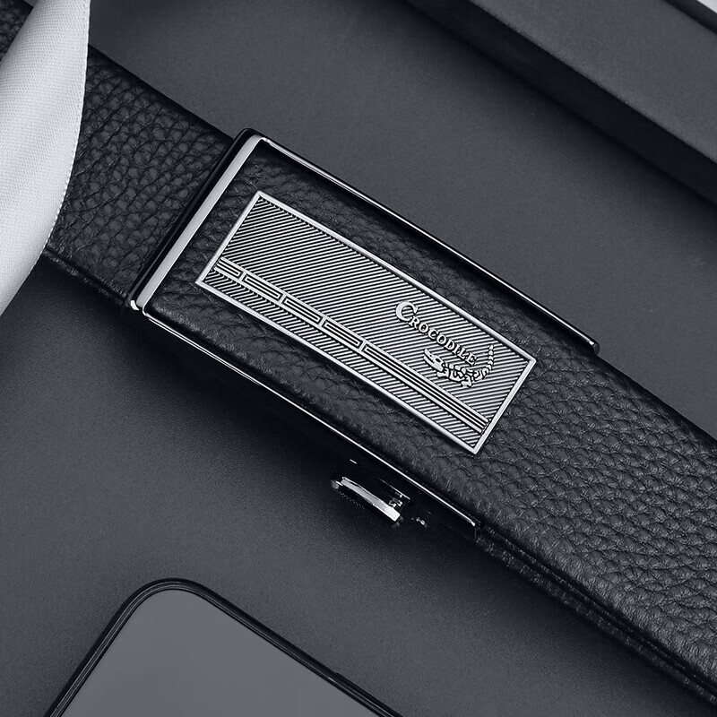 鳄鱼恤内穿式皮带男士头层牛皮自动扣青年休闲腰带礼物13012968-01