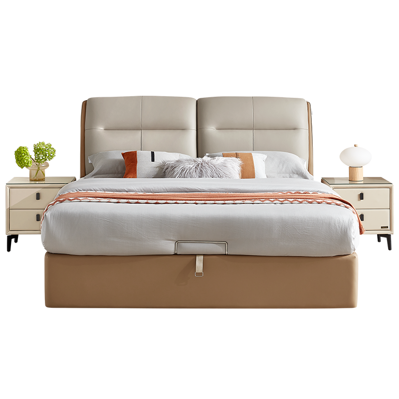 全友家居 床简约风皮艺高箱储物床卧室双人床105273b 5806元