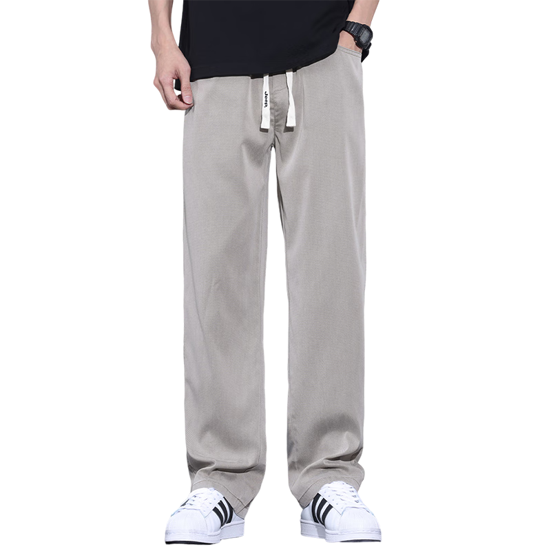 吉普（JEEP）【天絲薄款】男士休閑褲男2025夏季新款寬松闊腿褲冰絲直筒褲子男