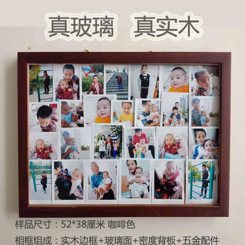 萌依儿怀旧老式挂墙玻璃相框6070年代 多张照片相框可挂墙实木裱画框