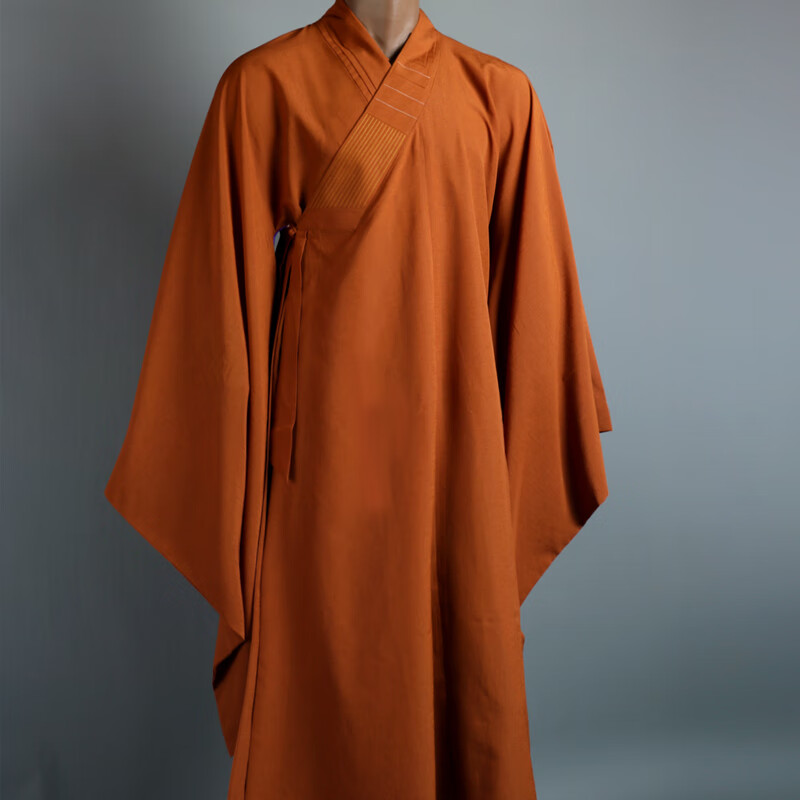 汀晨和尚服裝男 海青僧服春秋夏季男女居士服佛衣長袍禪修長褂海清 土黃色 40