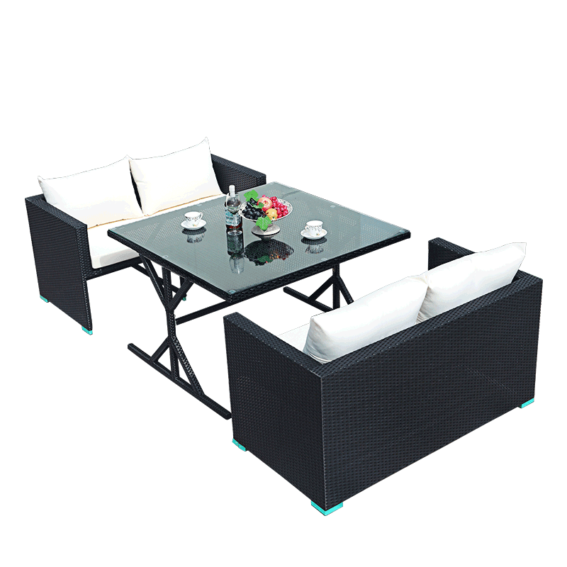 嘉勒美户外藤沙发组合客厅藤椅藤编藤艺室外露台庭院沙发 2双人位+桌子