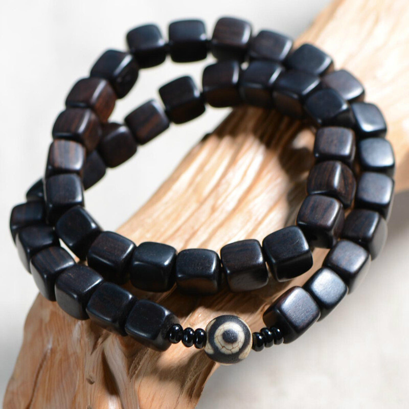 印尼黑檀木手串108佛珠紫光檀手链 2.