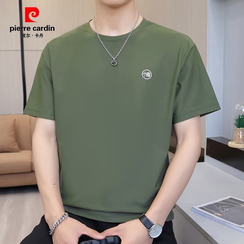 t恤男士冰丝速干夏季新款圆领宽松百搭半袖体恤 品牌旗舰tx3905军绿 m