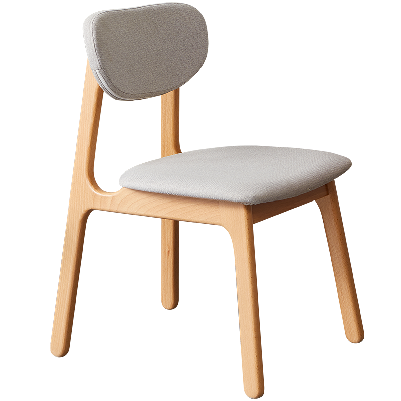 香木语 实木餐椅北欧软包靠背椅子榉木家用简约梳妆椅 原木色