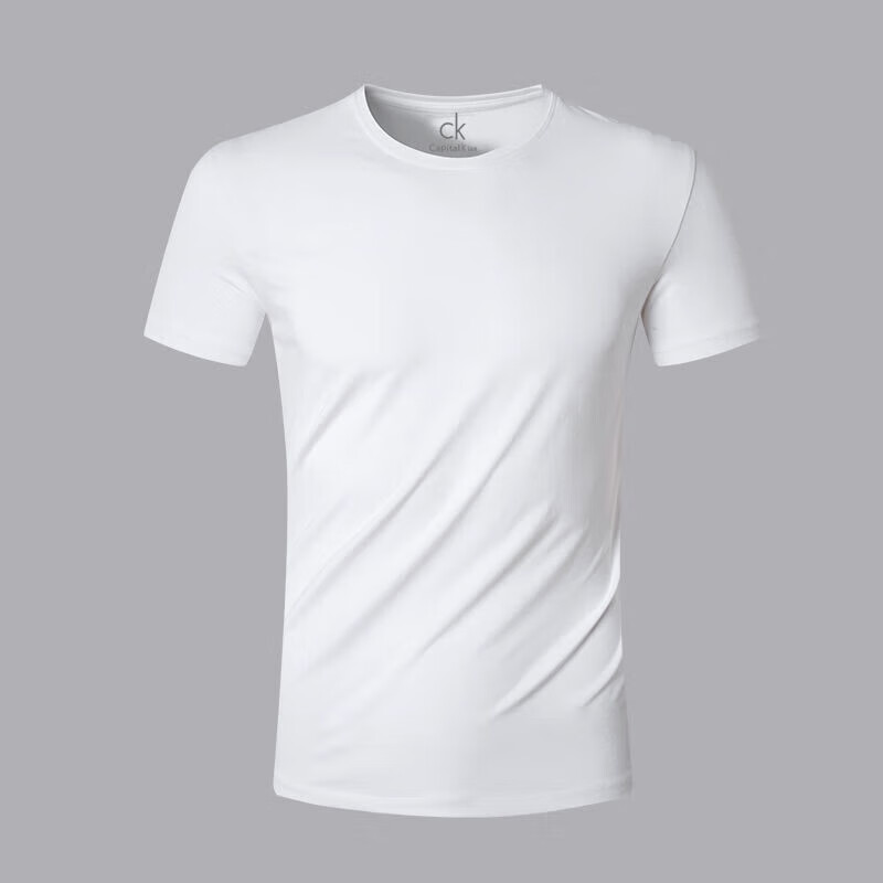 阿玛瑟(amase)小白t短袖t恤男士品短潮流纯色上衣圆领莫代尔棉体恤桖