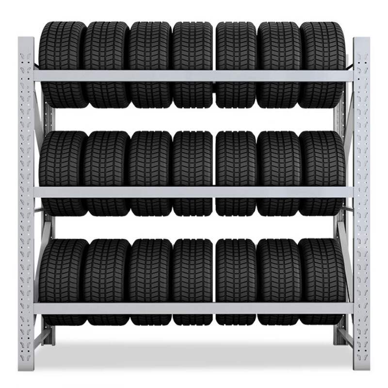 艾科堡 轮胎货架白色2000*500*2000主架重型货架三层汽车轮胎架akb