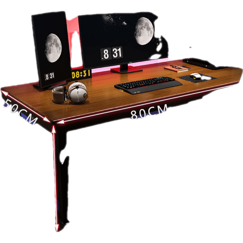 铁掌柜 北欧实木电脑台式桌家用电脑桌简约书桌办公写字桌老板桌书法桌 黄棕色 80*50*75 边框厚5CM