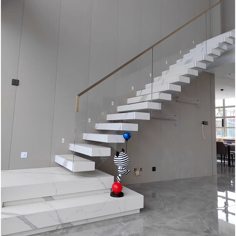 做网红别墅定制超白钢化玻璃楼梯扶手护栏杆简约轻奢中式室内楼梯