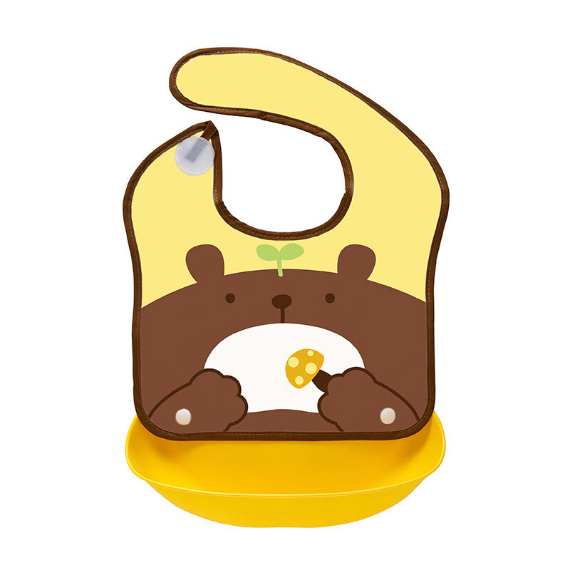 吃饭兜防水儿童食饭兜围兜婴儿口水围嘴防脏辅食围饭兜可拆卸 胖熊