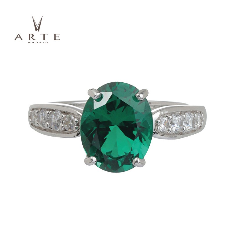 ARTE/艾尔蒂 绿宝石镶钻925银戒指时尚复古指环女西班牙百年品牌 70