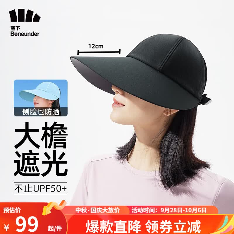 蕉下（beneunder） 防晒帽女遮阳帽防紫外线棒球帽运动女士鸭舌帽 匀阔系列 漫暮黑 均码怎么样,好用不?