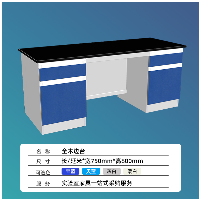 钢木实验台实验室工作台全钢木边台化学物理实验桌通风柜 全木边台/米