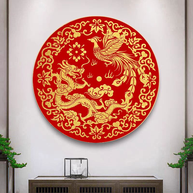 kecss龍鳳呈祥2025新款十字繡線繡客廳自己繡工具豎版玄關(guān)婚禮結(jié)婚送人 棉線60*60CM中格3股