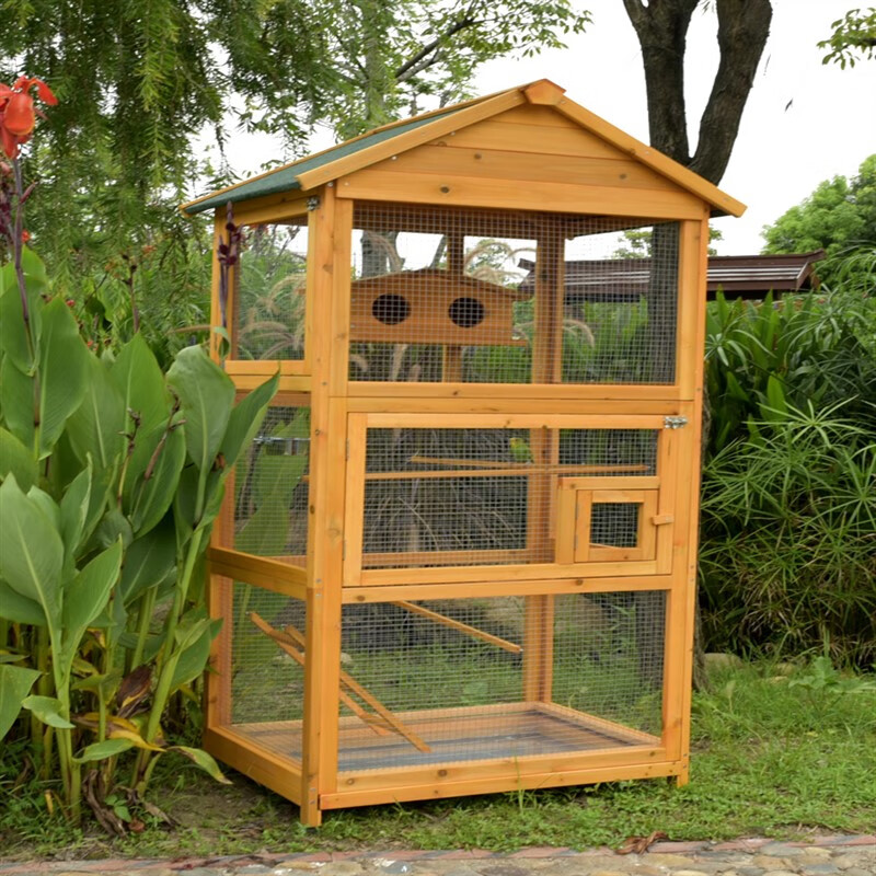 hkml虎皮鹦鹉鸟笼子大号八哥鸟屋鸟窝木户外别墅豪华大型木制繁殖笼