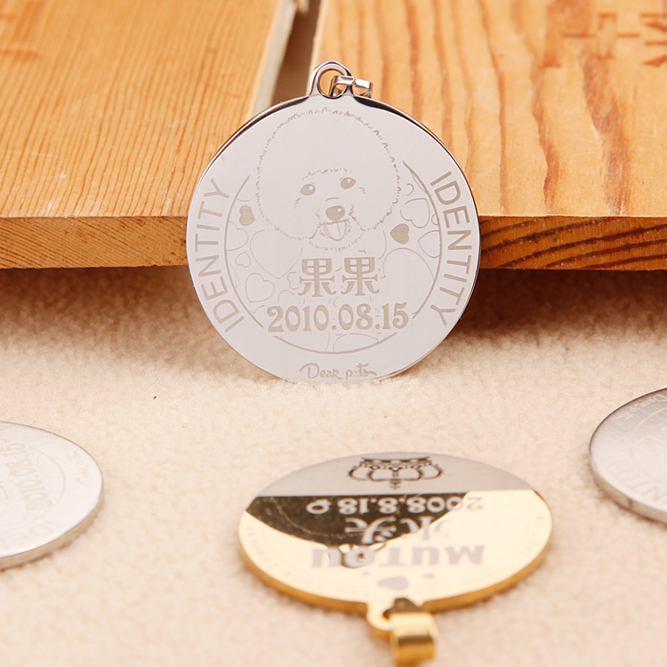 KAMPET狗牌猫牌宠物吊牌定制狗狗吊牌猫咪牌子狗狗牌子猫狗牌身份牌定制宠物定做激光雕刻字铃铛防丢失 圆型银色 L怎么看?