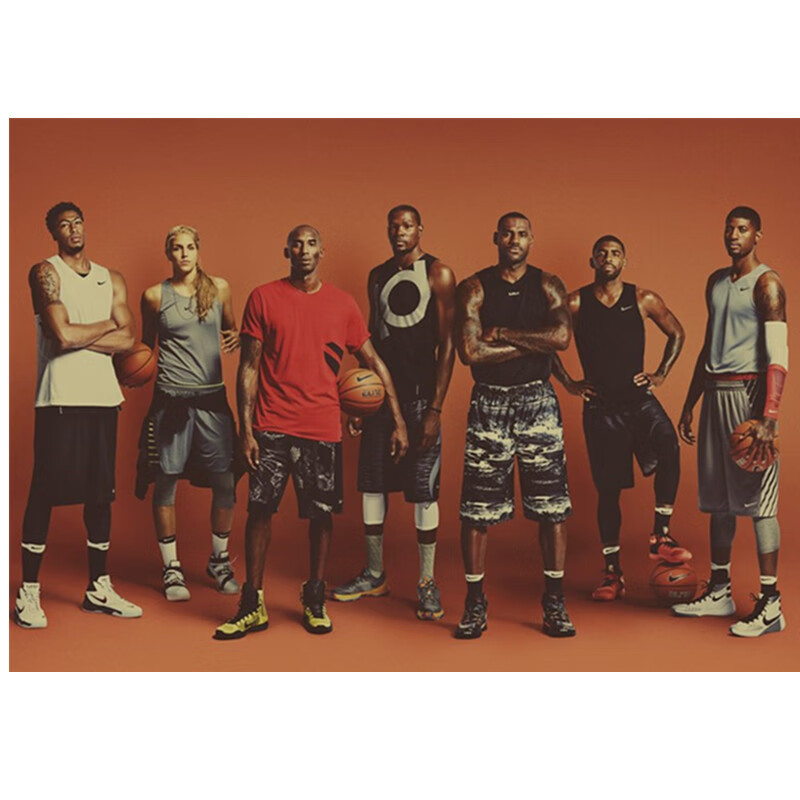 nba海报七大boss签约球星詹姆斯欧文复古牛皮纸海报宿舍贴画 t131 5.