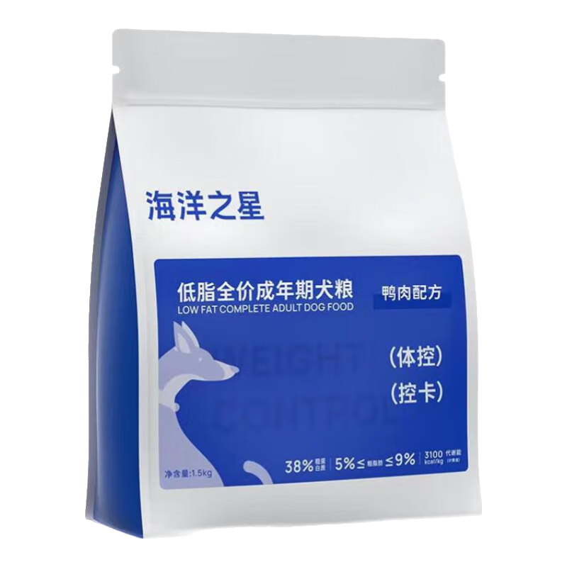 海洋之星全價低脂雞肉鴨肉狗糧成犬幼犬低脂減肥控制體重肥胖成犬糧 【新品】低脂鴨肉成犬糧1.5kg