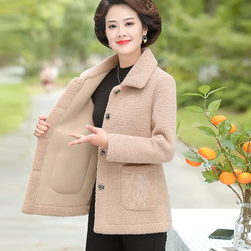 沣宁【轻奢】中年秋装摇粒绒外套2022新款女士洋气羊剪绒羊羔绒外套