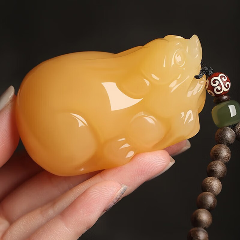 春龙黄玉貔貅手把件玉石文玩把玩盘玩手盘手玩古玩皮丘 把件