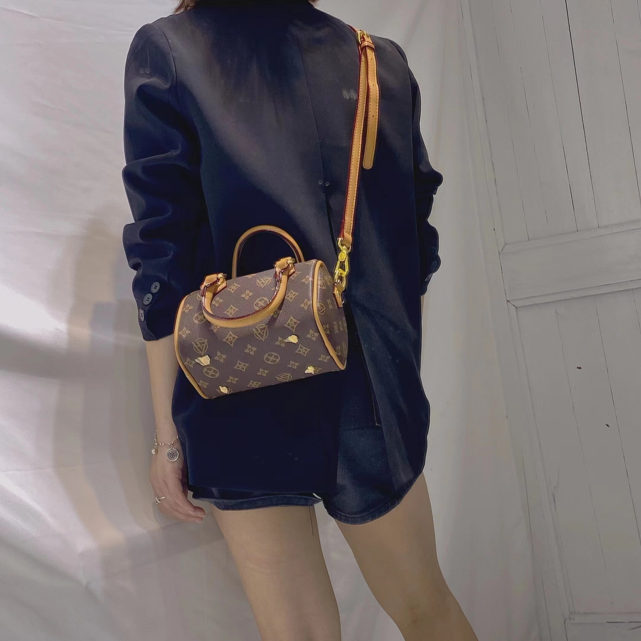 包女斜挎包波士顿包迷你小包手提单肩老花包包三八妇女节 中号24cm