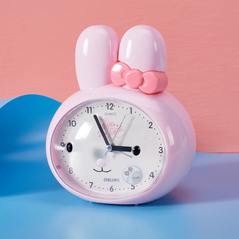 闹钟静音可爱粉色闹铃音乐电池尊享款钟饰