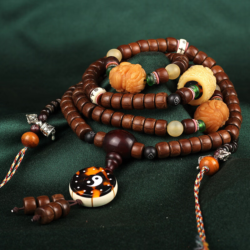 飞鹅 天然五台山六道木108颗佛珠桶珠手串 降龙木木太极款手链项链