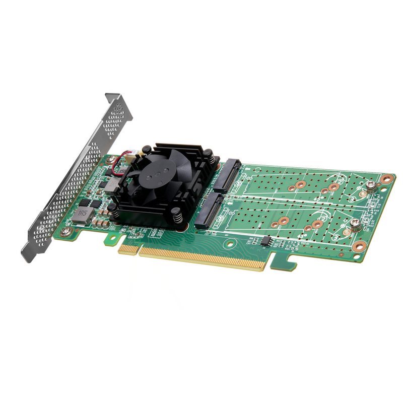 芯梦达PCIe3.0 X16转4口M.2 NVMe固态硬盘扩展卡RAID转接卡PLX8747主控卡 双面4接口(支持2U半高服务器) PCIe3.0X16转4口M.2NVME转接卡