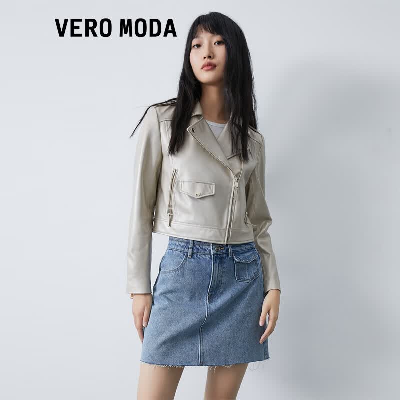 VEROMODA外套女秋季新款高街时髦光泽感机车风拉链羊皮皮衣|322310010 C13津潭褐色 165/84A/M怎么样,好用不?